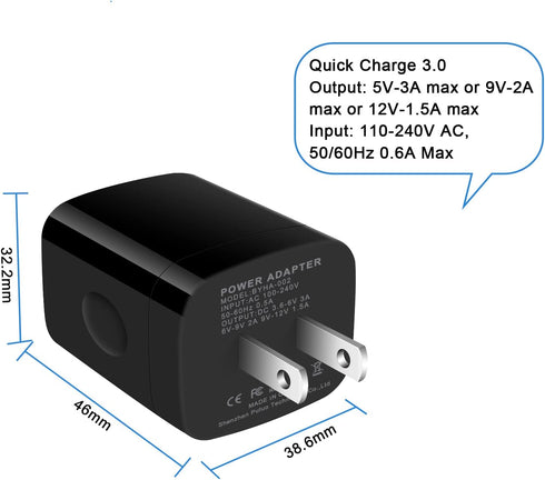 Quick Charge 3.0 Fast Charger Compatible Moto G10 G9 G8 G7 Power Plus Play, Edge/G Power/Stylus/Razr/One 5G Ace/G100, G6 X4 Z4 Z3 Z2 Z Play Force ...