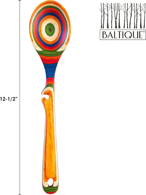 Baltique Marrakesh Collection 12-1/2" Wooden Cooking Spoon with Spoon Rest Notch, Safe for Use on Nonstick...