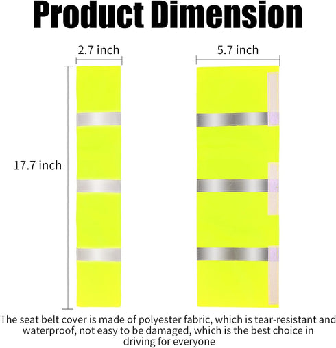 4 Packs Yellow High Visibility Safety Seat Belt Cover Reflective Seat Belt Covers for Cars Trucks Seat Belt Compliance 17.7” x 2.7”...