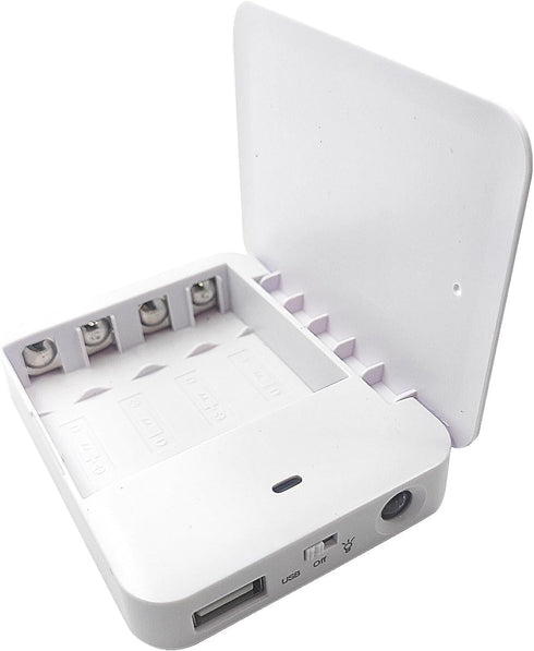 Battery Operated Phone Charger Emergency|USB Battery Powered Power Bank Portable 4 AA Batteries powered outlet (White)...