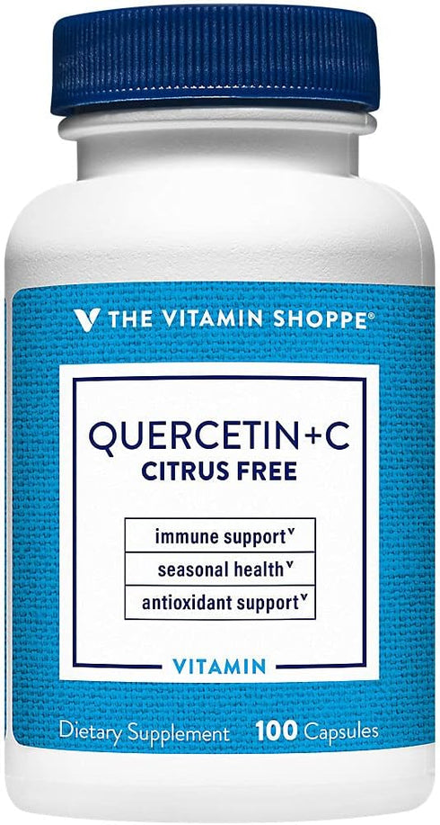 The Vitamin Shoppe Quercetin + Vitamin C, Citrus Free, Antioxidant That Supports A Healthy Immune for All Seasons (100 Capsules)...