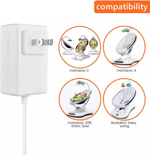 6ft Power Cord for 4moms mamaRoo 4, 12V 3A Charger for RockaRoo Baby Swing, AC Adapter Charging Plug Replacement for mamaroo 2015 Infant Seat Boun...