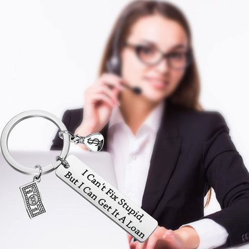 HOLLP Loan Officer Gift Mortgage Broker Bag Gift I Can't Fix Stupid But I Can Get It A Loan Keychain Banker Gift...
