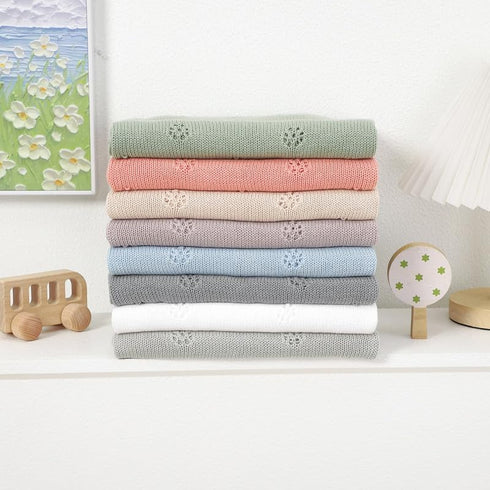 LAWKUL Cellular Blanket Baby 100% Cotton Knitted Soft Knit Crochet Blankets for Newborn Boy Girls Infants White 100x80cm...