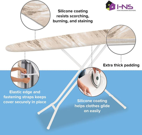 HOLDN’ STORAGE Ironing Board Cover and Pad - Iron Board Cover with Padding 15" x 54" - Iron Board Cover Large Fits All Standard Sizes - Heat Refle...