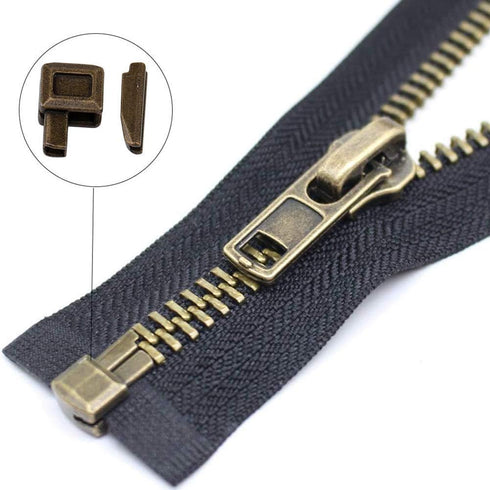 PH PandaHall 12 Sets Metal Zipper Latch Slider Retainer 3 Color #3#5#8#10 Insertion Pin Zipper Bottom Zipper Stopper for Metal Zipper Repair Zip S...