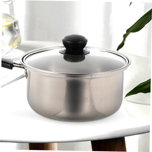 1 Set Stainless Steel Saucepan with Glass Strainer Lid Sauce Pot Pan Induction Pot Stock Pot Sauce Pan...