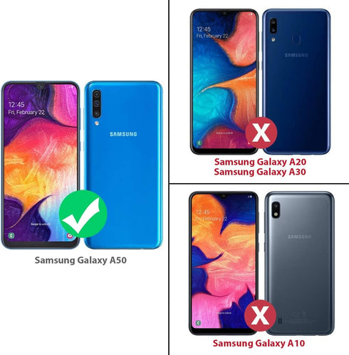 TJS Compatible with Samsung Galaxy A50 2019 Case, with Tempered Glass Screen Protector Metal Ring Magnetic Support Kickstand Heavy Duty Drop Prote...