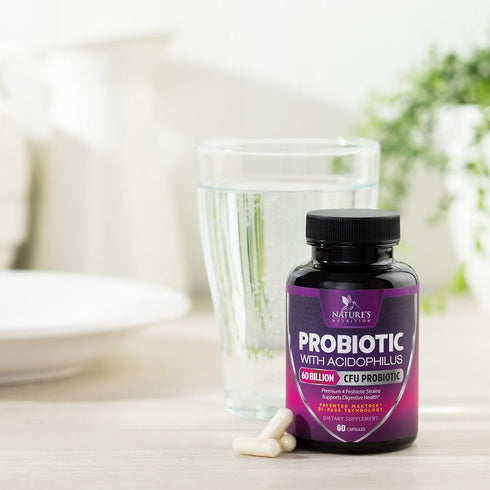 Probiotics, 60 Billion CFU per Serving, Probiotic with Prebiotics for Digestive & Immune Health Support for Women & Men - Nature's Supplement is S...