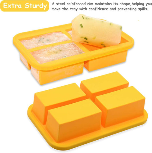 Bangp 1-Cup Silicone Freezing Tray with Lid,Silicone Soup Freezer Molds,Silicone Freezer Container,Silicone Molds for Soup and Food Storage - Make...