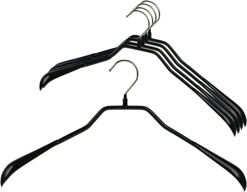 Mawa by Reston Lloyd BodyForm Series Non-Slip Space-Saving Extra Wide Clothes Hanger For Jackets, Suits & Coats, Style 46/L, Set of 5, Black...