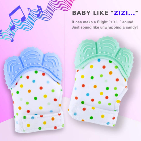 Teething Mittens for Baby (2 Pack) with Baby Teething Toys (3 Pack), Self Soothing Pain Relief Mitt, Silicone Baby Teethers, BPA-Free, Natural Org...
