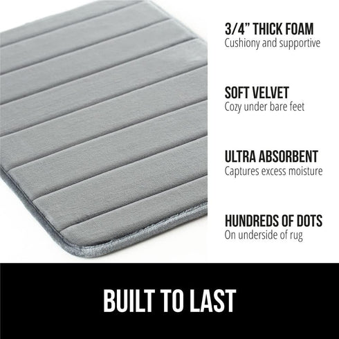 GORILLA GRIP Memory Foam Bath Mat, Soft Absorbent US Designed Bathroom Rug, Gripping Dots Machine Washable Bathmat, Cushioned Floor Mats, Shower S...