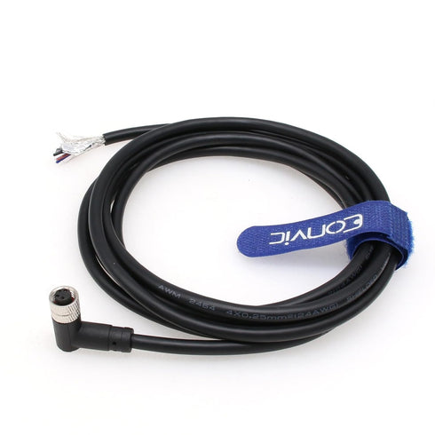 Eonvic Industrial M8 4 Pin A-Code Female Right Angle to Open Connector Molded Shielded Aviation Sensor Cable Waterproof IP67 Cat 5e High Flex Cabl...