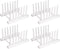 White Plate Organizer for Cabinet 4 Pack, Plstic Plate Rack Stand Keep Dry for Dish, Bowl, Bakeware, Serving Tray and More, Plate Holder for Cabin...