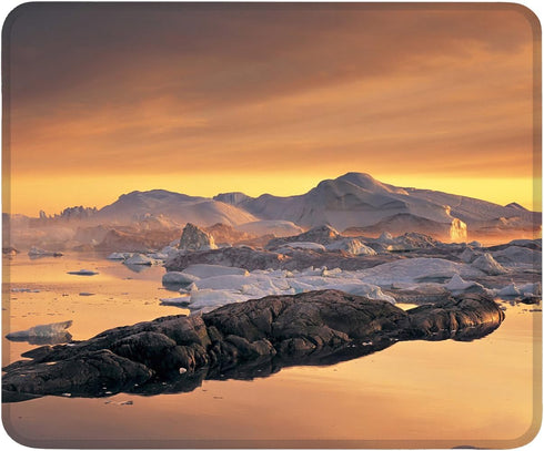 Mouse Pad Non-Slip Rubber Base Computer Mousepad, Arctic Iceland Sunset Customized Square Mouse Pads for Laptop Office Home & Gaming, Superb Track...
