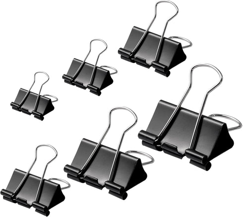 100 Pcs Binder Clips Assorted Sizes, Metal Clips for Office, Paper Clamps 6 Size, X Large, Large, Medium, Small, Mini and Micro...