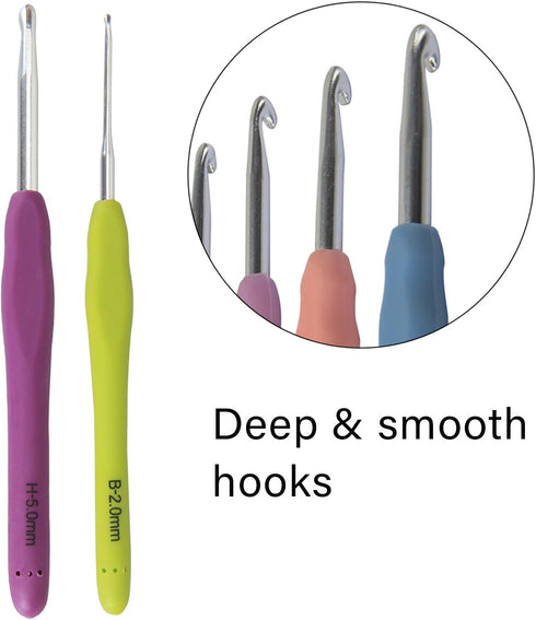 Teamoy Ergonomic Crochet Hook Set,12Pcs Large Crochet Hooks for Arthritis and Beginners, Smooth and Comfortable...