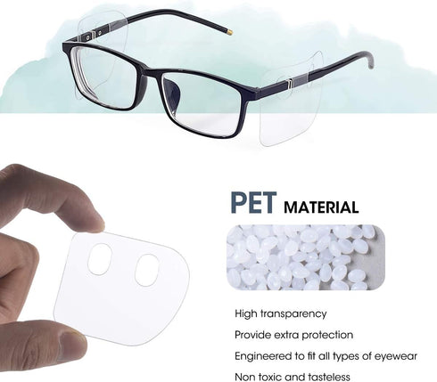 Touri 20 Pairs Clear Slip-On Protective Safety Side Shields for Glasses Fits Small to Medium Eyeglasses for Keeping Your Eyes Safe...