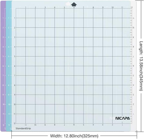 Nicapa Replacement Cutting Mat for Silhouette(12x12 inch 3pack-Standardgrip?Lightgrip?Stronggrip) Adhesive&Sticky Non-Slip Flexible Square Gridded...