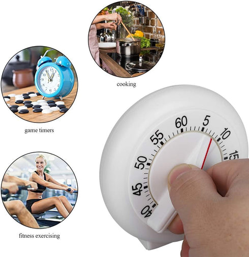 60 Minutes Round Shape Timer, Mechanical Counter Alarm Clock Manual Cooking Ring Timers Home Egg Baking Steaming Convenient Cute Visual Vintage Co...
