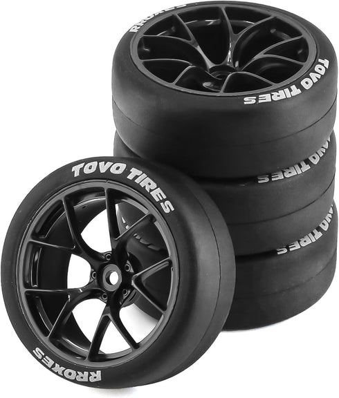 1/10 RC Rally On Road Car Tires and Hard Plastic Wheels Rims Drift Tyres 12mm Hex for 1:10 Scale RC Racing Car Tamiya Traxxas HPI KYOSHO XV02 XV01...