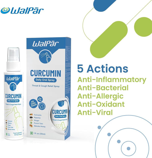 Curcumin Oral Spray - A Natural Blend with Curcumin, Piperine, Ginger Extract, Punch Tulsi, and Manuka Honey | 30ml 1 fl. oz | 60 Days Supply...