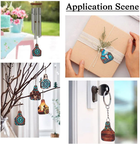 Wood Earring Making Kit 32Pcs Cattle Head Sunflower Flower Printed Wood Pendants Vintage Western Wood Charms with 80Pcs Earring Hooks 80Pcs Jump R...