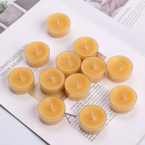 12pcs Natural Beeswax Tealight Candles Handmade Decorative Unscented Pure Beeswax Tea Lights? Perfect for Birthday Party,Wedding, Spa, Home Decor...