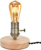Tissting Vintage Wooden Lamp Base E26/E27 Table Lamp Holder with Dimmable Button Adjust Brightness Mini Short Desk Lamp Exposed Bulb Base with US ...