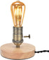 Tissting Vintage Wooden Lamp Base E26/E27 Table Lamp Holder with Dimmable Button Adjust Brightness Mini Short Desk Lamp Exposed Bulb Base with US ...
