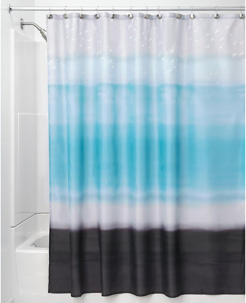 InterDesign Horizon Fabric Shower Curtain, Blue/Coco...