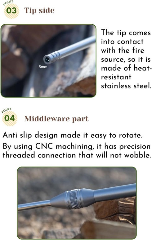 CAMPINGMOON Fire Blowing Stick Split Type Compact Fire Starter MS-43...