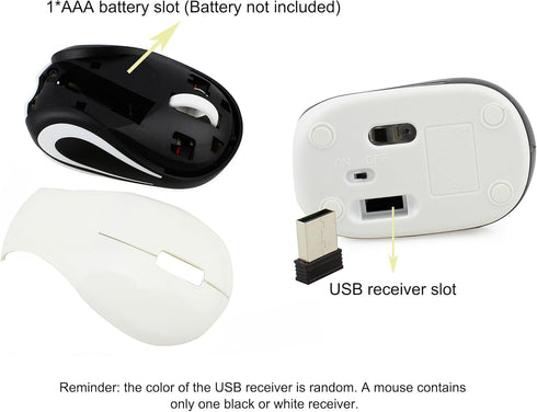 Wireless Mouse Cute Mini Computer Mouse Small Size Pocket Portable Compact Travel USB Optical Mice 3 Buttons 1000 DPI Cordless Mouse for Laptop PC...