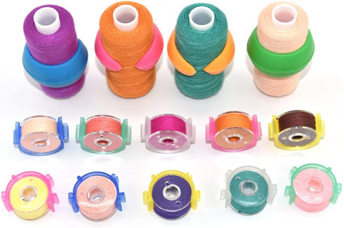 142 Pcs Bobbin Clamps Holders Thread Buddies, Bobbin Holder Clips Color Thread Clips Holder Silicone Spool Huggers Thread Holders for Embroidery Q...