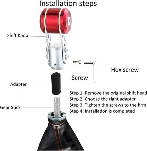 Shift Knob Shifting Gear Stick T Handle Shifter Transmissions Aluminum Alloy Fit Most Manual Automatic Cars Truck SUV Vehicle (Red)...