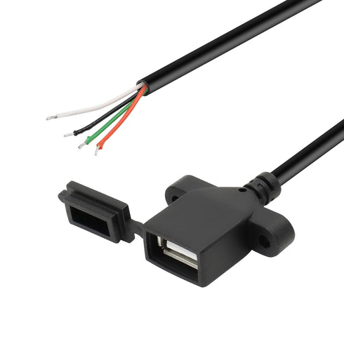 RIIEYOCA USB Female 4pin Bare Wire,USB 2.0 Power Data Cable with Dust Cap DIY Pigtail Cable,for and USB Equipment Installed or Replace Repair...