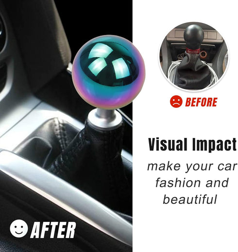 Universal Round Ball Gear Shift Knob,Chrome Finish Aluminum Shifter Knobs with 3 Adapters Compatible with Manual and Automatic Transmission Car(Mu...