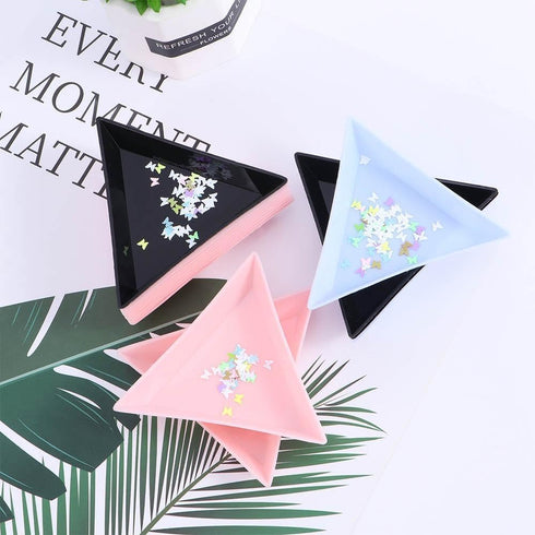 10Pcs/Set Black Plastic Triangle Tray, Nail Art Rhinestones Gems Crystal Tray, Beads Sorting Tray, Sorting Storage Plates Art Tray for Craft and D...