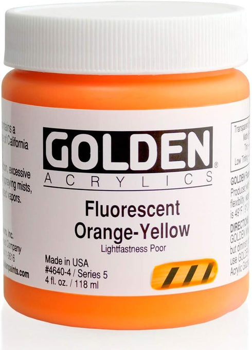 Golden Artist Acrylic, 4 ounce jar, Fluorescent Orange Yellow (4640-4)......