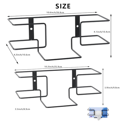 Metal Glove Holder for Wall Mount(2 PACK),Glove Box Holder Wall Mount for laboratory,Healthcare, Hospital, Restaurants,Black Medical Glove Holder ...