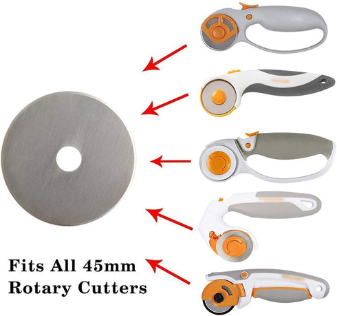 Rotary Cutter Blades 45mm 10 Pack by KISSWILL, Fits Fiskars, Olfa, Martelli, Dremel, Truecut, DAFA Rotary Cutter Replacement for Quilting Scrapboo...
