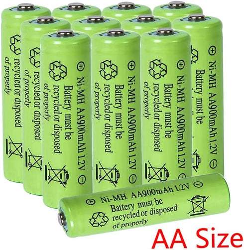 10 Packs 1.2V AA 900mAh Ni-MH Rechargable Batteries for Solar Lights, Garden Lights, Remotes, Mice...