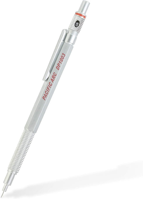 Pacific Arc Chromagraph Metal Mechanical Pencil .3 mm Silver Barrel Mechanical Pencil with Built In Adjustable Pencil Grade, Lead Pencil Holder fo...