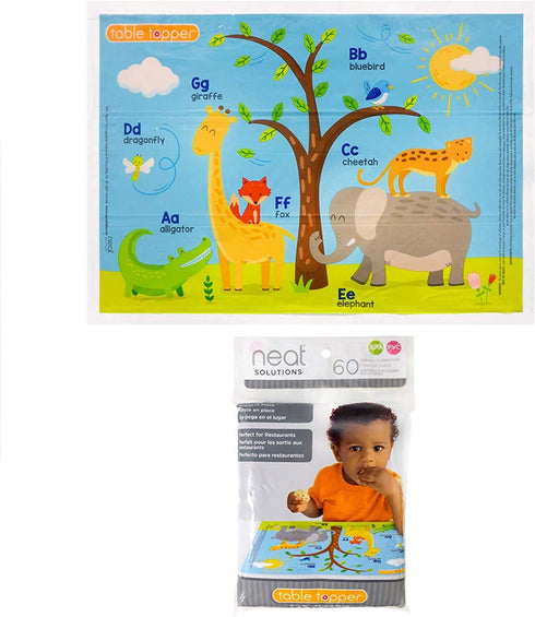 Neat Solutions Table Topper Disposable Stick-on Placemats in Reusable Package, Gender Neutral, 12" x 18", 60 Count (Pack of 1) (Styles May Vary)...