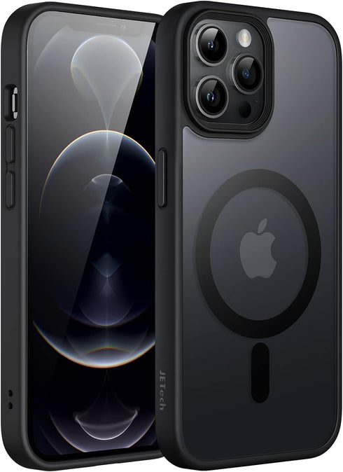 JETech Magnetic Case for iPhone 12 Pro Max 6.7-Inch Compatible with MagSafe, Translucent Matte Back Slim Shockproof Phone Cover (Black)......