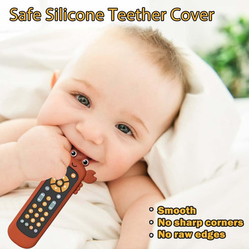 Baby TV Remote Control Toy with Cute Crab Soft Silicone Cover Teething Toy, Realistic Baby Musical Remote Control Toy with Light ? Sound, Educatio...
