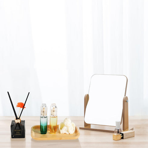 9.84" Small Bamboo Vanity Tray, Bathroom Tray Countertop Organizer Tray for Candle Perfume Soap Dispenser Jewelry Keys, Moso Bamboo...