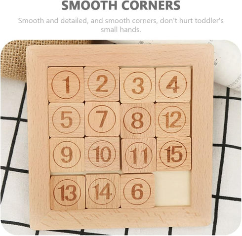Toddmomy Brain Teasers Toy Wooden Number Slide Puzzle 15 Number Puzzle Slide Game Brain Teaser Sliding Puzzle Math Educational Toys for Kids Boys ...