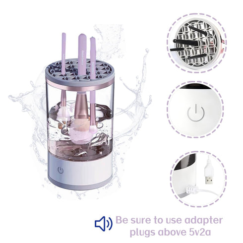 Make Up Brush Cleaner Cleanser Machine,Makeup Brush and Sponge Cleaner Machine,Automatic Makeup Brushes Wash So Quick and Easy to Use(White+Clear)...
